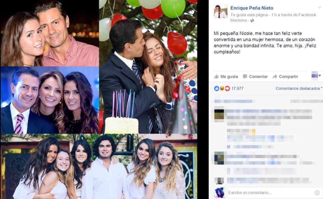Peña Nieto felicita por su cumpleaños a su hija Nicole