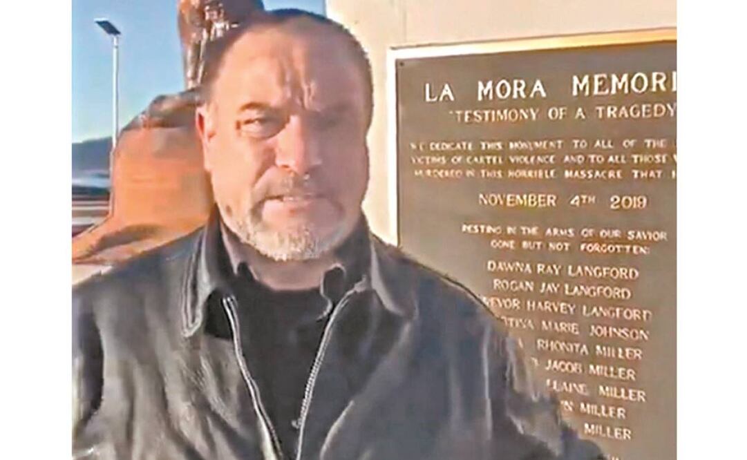 Adrián LeBarón acudió al memorial de las víctimas. Foto: Tomada de Twitter