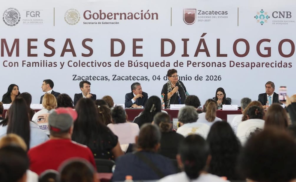 Ernestina Godoy Ramos, titular de la FGR, participa en Zacatecas en las Mesas de Diálogo con Familias y Colectivos de Búsqueda (05/06/2026). Foto: Especial