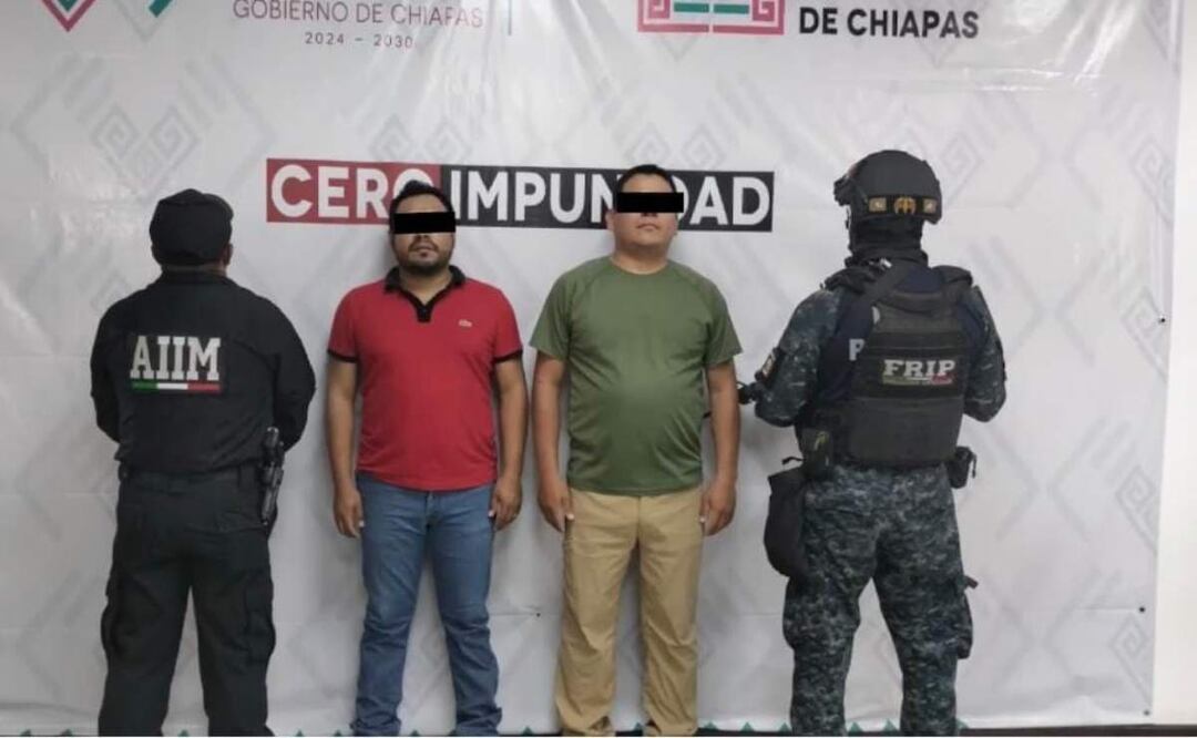 Agentes de la Fiscalía de Chiapas detenidos por presuntos actos de corrupción (04/07/2025). Foto: Especial