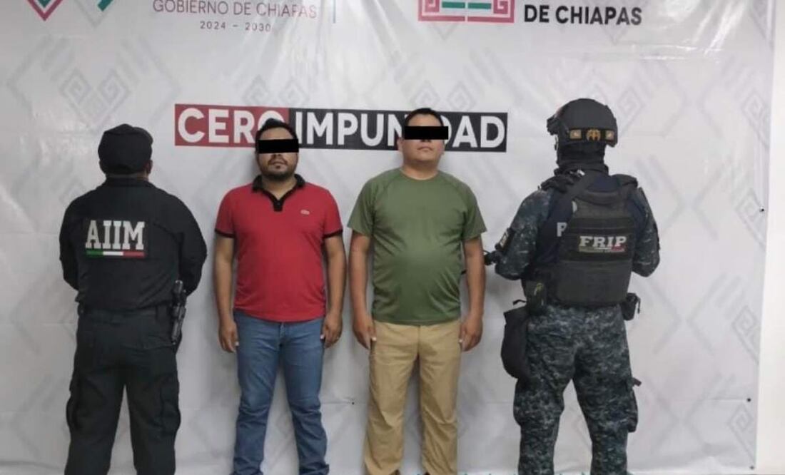 Agentes de la Fiscalía de Chiapas detenidos por presuntos actos de corrupción (04/07/2025). Foto: Especial