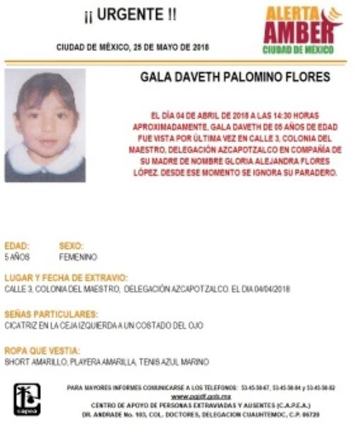 Activan Alerta Amber para localizar a una menor extraviada en Azcapotzalco