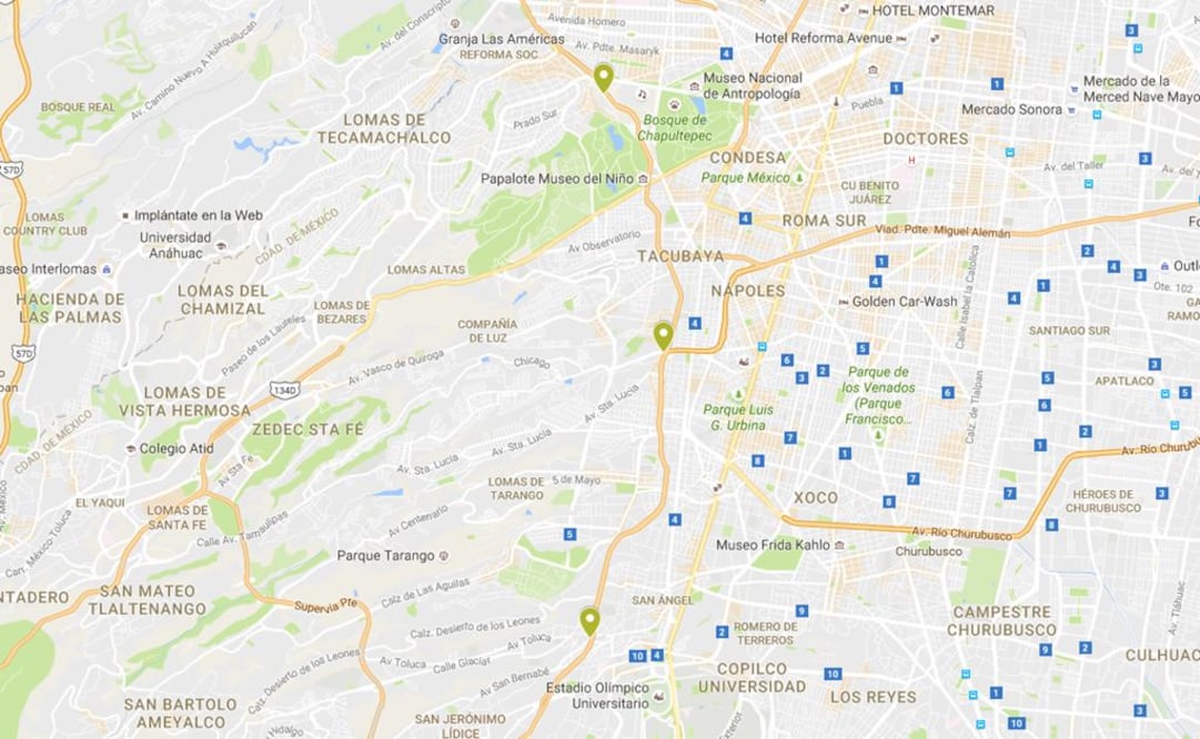 Mapa. Asaltos en Periférico