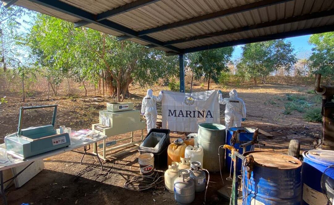 Marina neutraliza laboratorio clandestino en Sinaloa. Foto: Marina