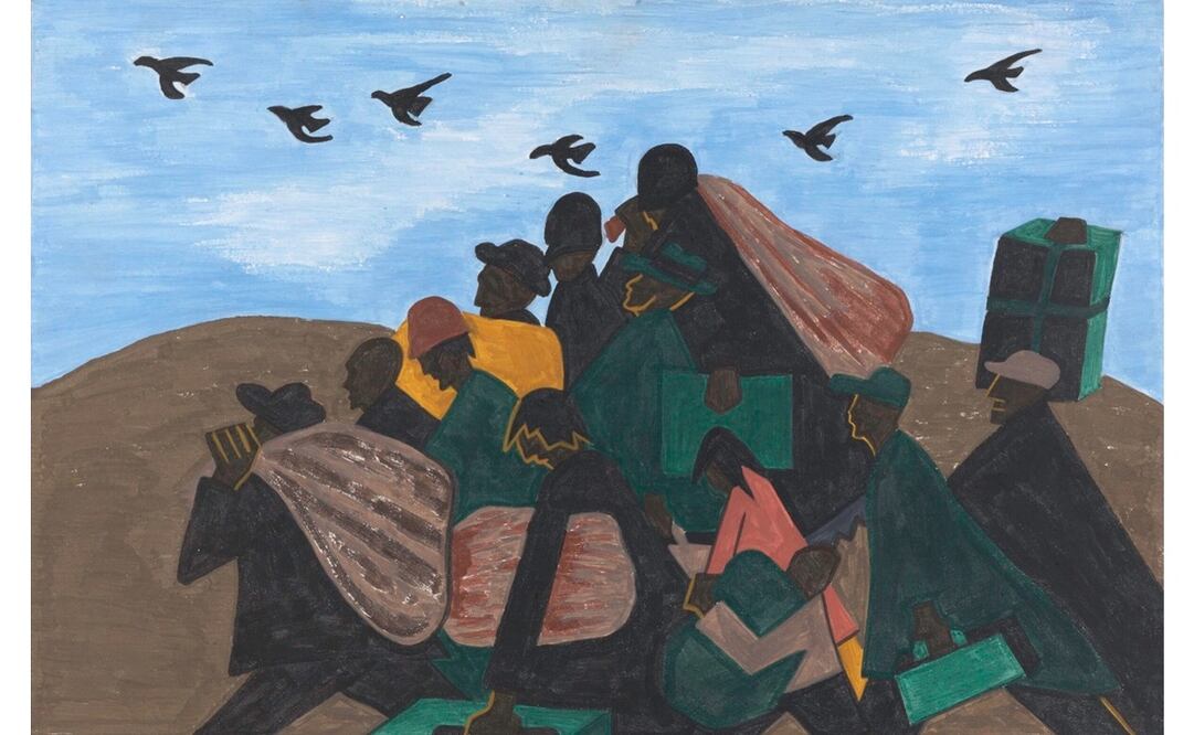 Jacob Lawrence, From every Southern town migrants left by the hundreds to travel north., panel 3 from the Migration Series, 1940–41. Casein tempera on hardboard, 12 × 18 in. (30.5 × 45.7 cm). The Phillips Collection, Washington, DC; acquired 1942. © 2019