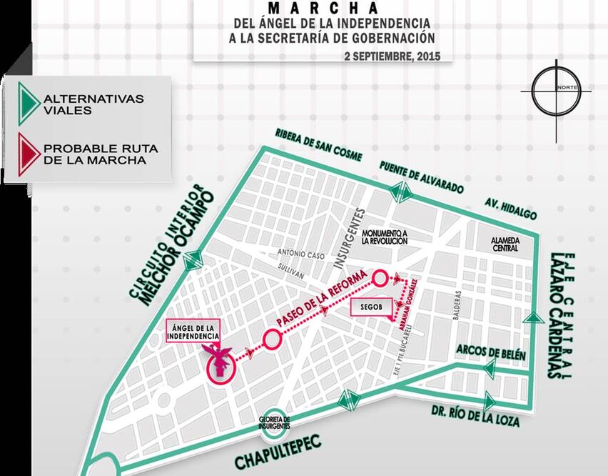 Marchan del Ángel a Segob; hay cierres en Reforma