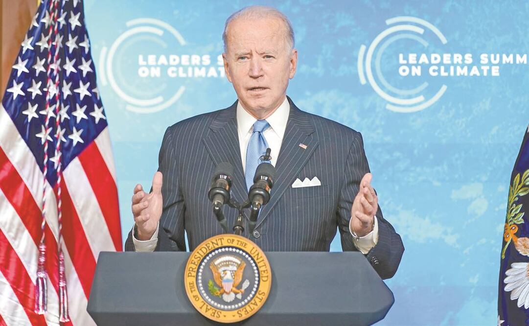 El presidente estadounidense, Joe Biden, ayer en la Casa Blanca, en Washington, durante el segundo día de la cumbre virtual sobre el clima. Foto: Evan Vucci/ AP. 