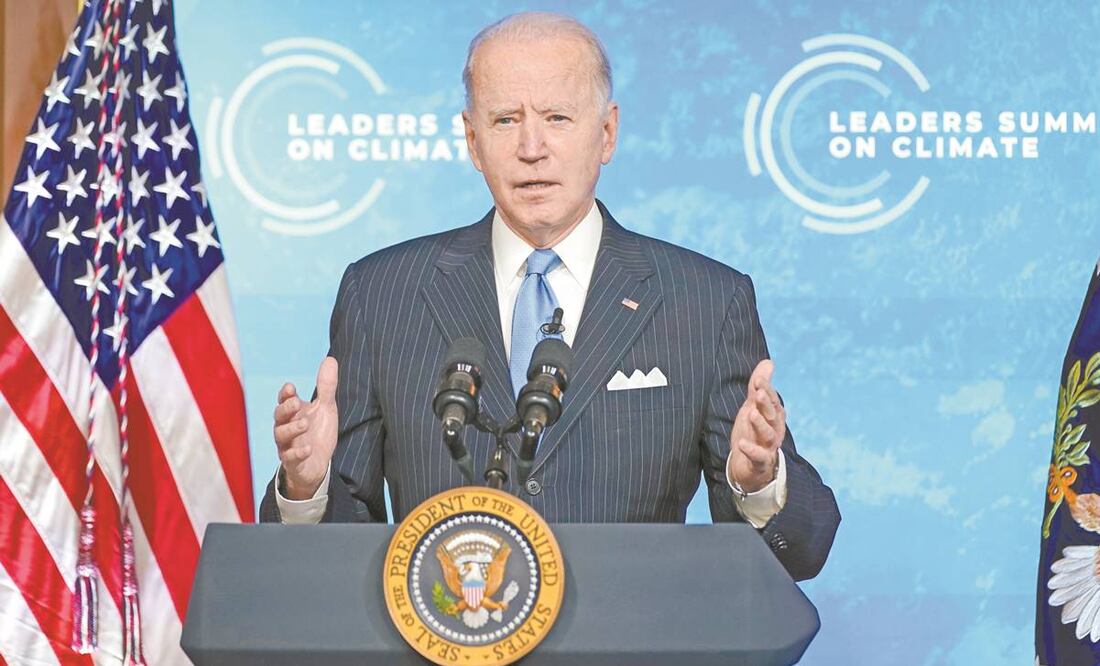 El presidente estadounidense, Joe Biden, ayer en la Casa Blanca, en Washington, durante el segundo día de la cumbre virtual sobre el clima. Foto: Evan Vucci/ AP.