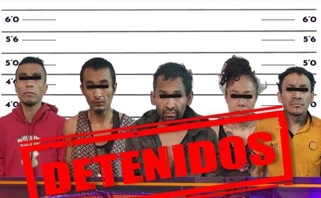 Presuntos integrantes de una banda dedicada al robo de motocicletas y a la fabricación de armas de fuego. Foto: Especial