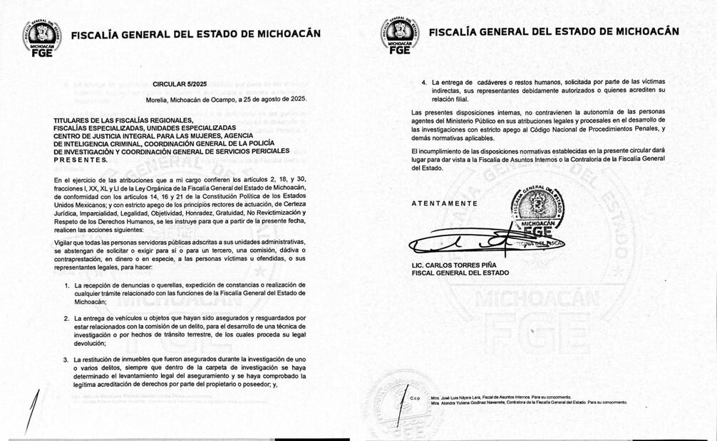 Documento presentado (25/08/2025). Foto: Especial