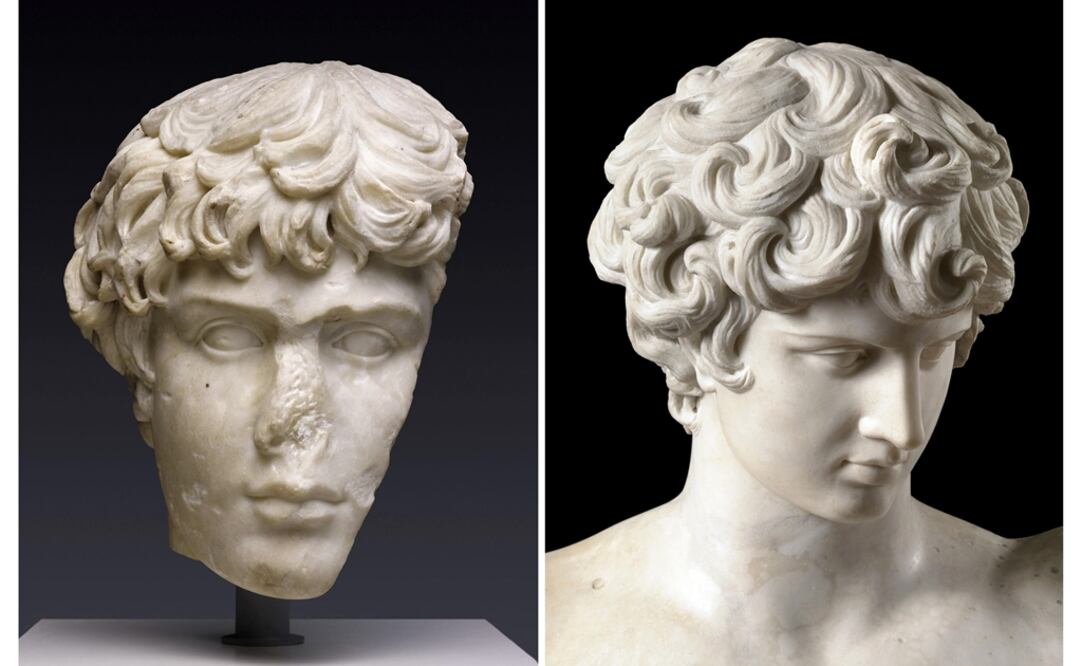 Fotografías facilitadas por el Museo Nacional Romano en Palazzo Altemps, de la reconstrucción de un busto de Antinoo, el amante del emperador romano Adriano. Foto: EFE