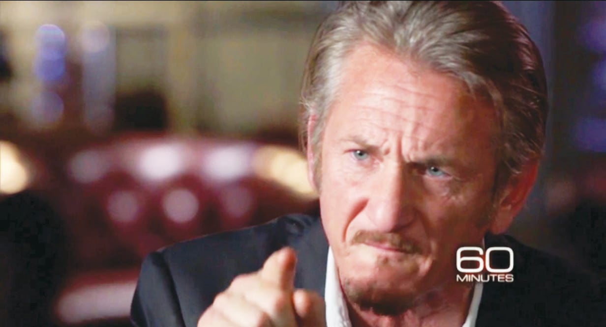 En el programa estadounidense 60 Minutes, Sean Penn declaró que su intención con la polémica entrevista a El Chapo Guzmán era abrir el debate sobre la fallida política contra las drogas (TOMADA DE CBSNEWS)