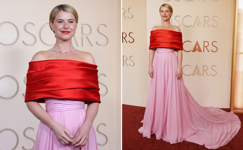 El tono de labial es similar a la parte superior del vestido. Foto: EFE, AFP