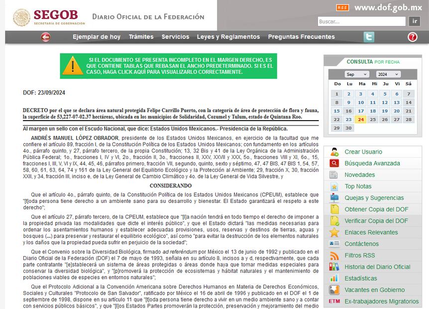 La Secretaría de Gobernación de México emitió un decreto a última hora del lunes en el que declaró como área natura protegida el puerto marítimo y las canteras de la estadounidense Vulcan Materials, situados justo al sur de la ciudad turística de Playa del Carmen, en el estado de Quintana Roo.  Foto: Especial/ El Universal