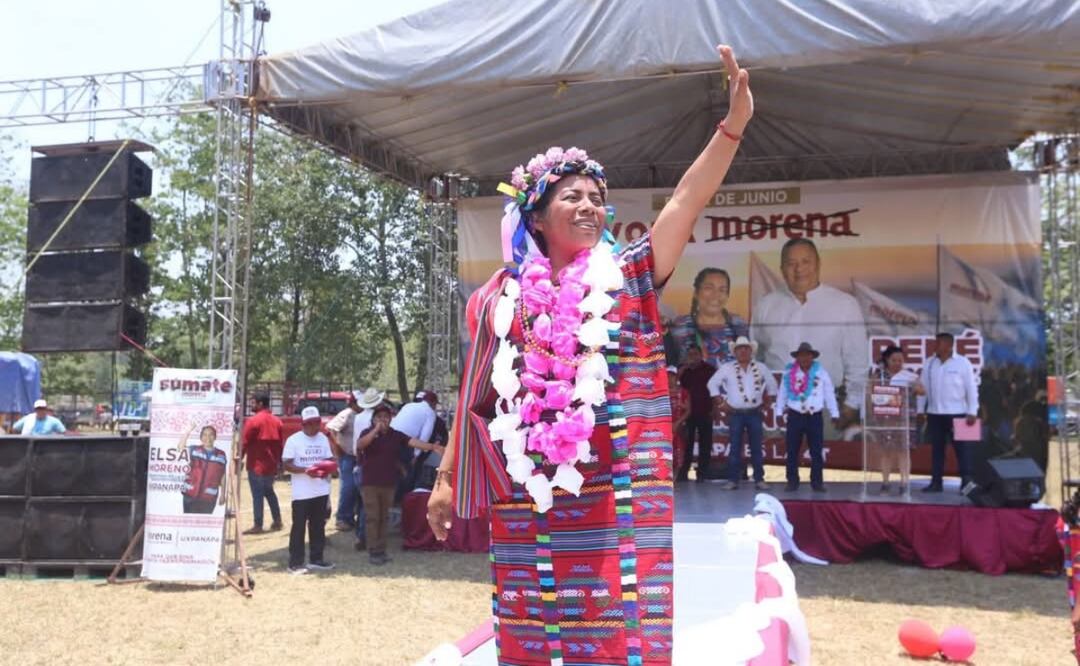 Campaña de la candidata de Morena a la alcaldía de Uxpanapa, Elsa Cobos en Veracruz (05/05/2025). Foto: Especial