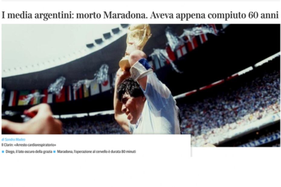"La muerte de un Dios": así reportan el fallecimiento de Maradona en el mundo