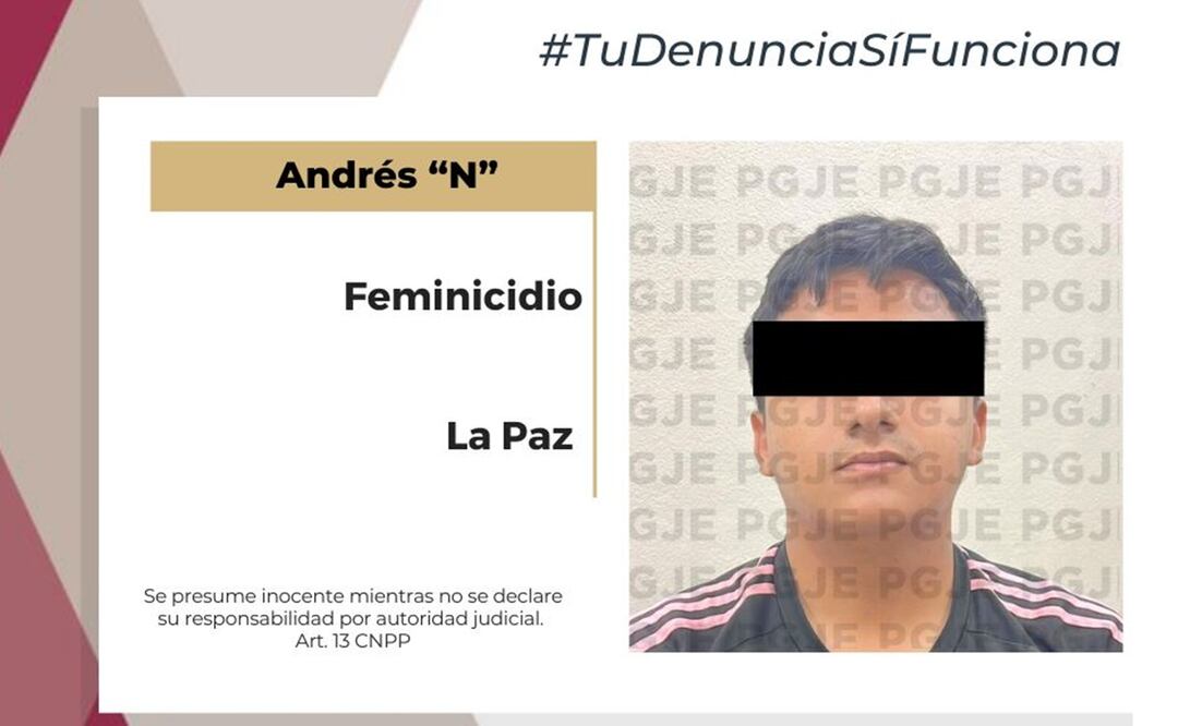 Detienen a presunto feminicida de Leslie Desiree Agúndez Moyrón en La Paz, BCS. Foto: Especial