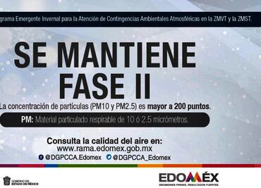 Se mantiene Fase II de contingencia ambiental en el Valle de Toluca