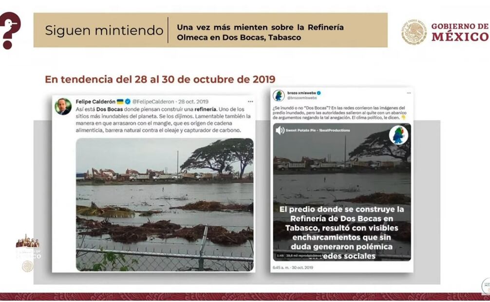 García Vilchis niega inundación en Dos Bocas. Foto: Captura de pantalla