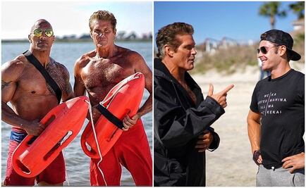 David Hasselhoff junto a "La Roca" en "Guardianes de la Bahía"