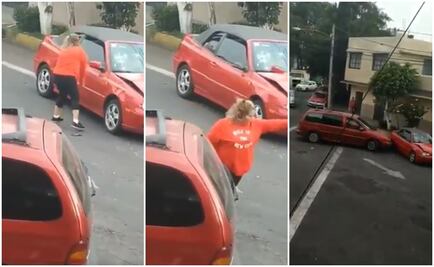 Llaman a mujer "Lady Choques" por destrozar y embestir auto en Azcapotzalco
