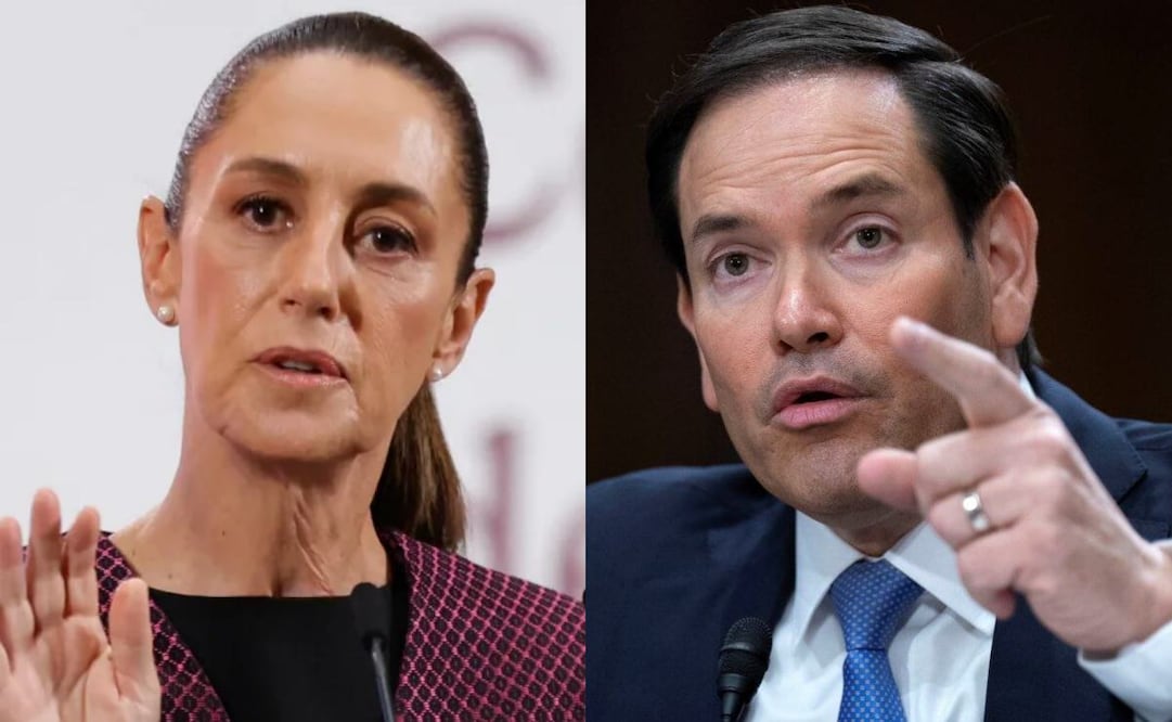 Claudia Sheinbaum, presidenta de México, y Marco Rubio, secretario de Estado del gobierno de Donald Trump. Foto: Diego Simón Sánchez/ Archivo EL UNIVERSAL y AP