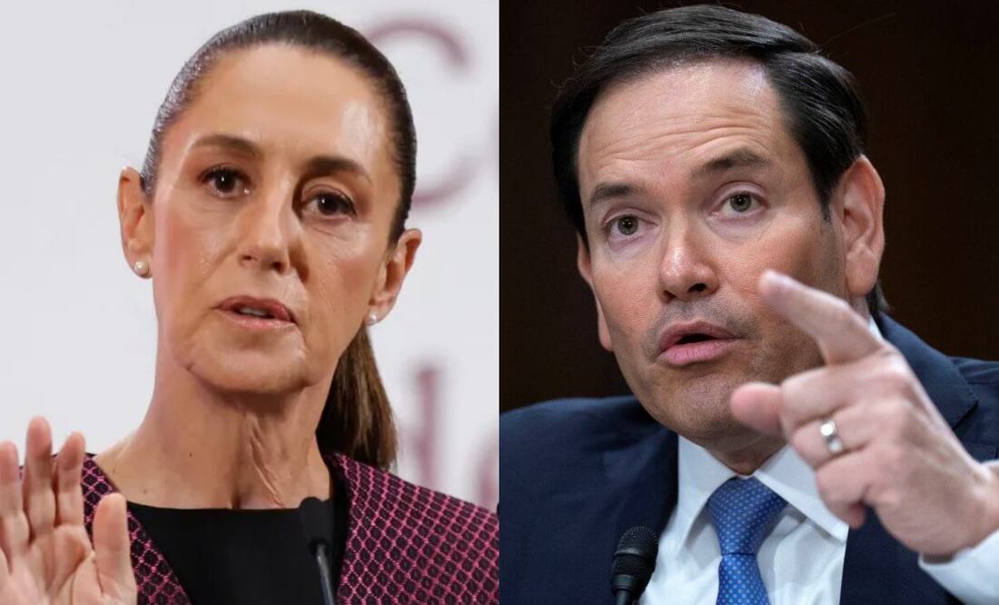 Claudia Sheinbaum, presidenta de México, y Marco Rubio, secretario de Estado del gobierno de Donald Trump. Foto: Diego Simón Sánchez/ EL UNIVERSAL y AP