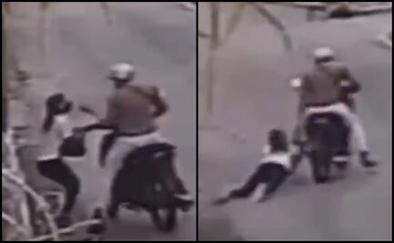 Asaltante en moto arrastra a mujer varios metros para robarle su bolsa