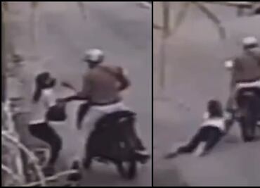Asaltante en moto arrastra a mujer varios metros para robarle su bolsa