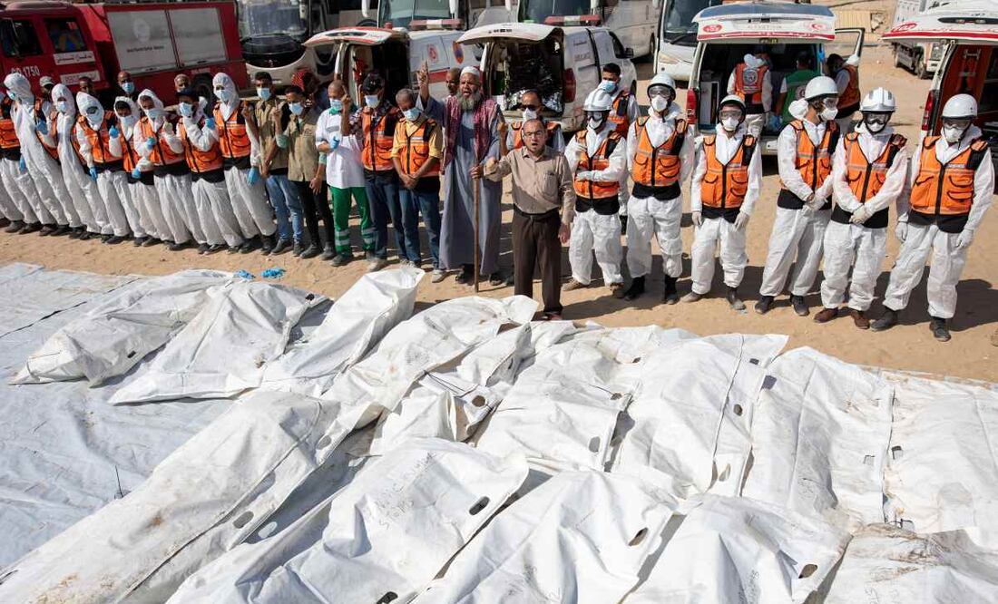 Cuerpos de palestinos devueltos por Israel. Foto: EFE