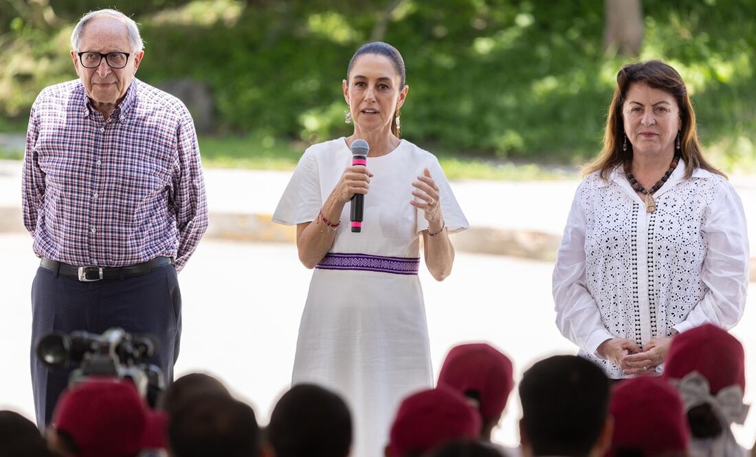 La presidenta Claudia Sheinbaum Pardo encabezó la Asamblea de salud casa por casa, en el Hospital del Niño Morelense, en Emiliano Zapata, Morelos. Foto Hugo Salvador. Foto: Hugo Salvador / EL UNIVERSAL