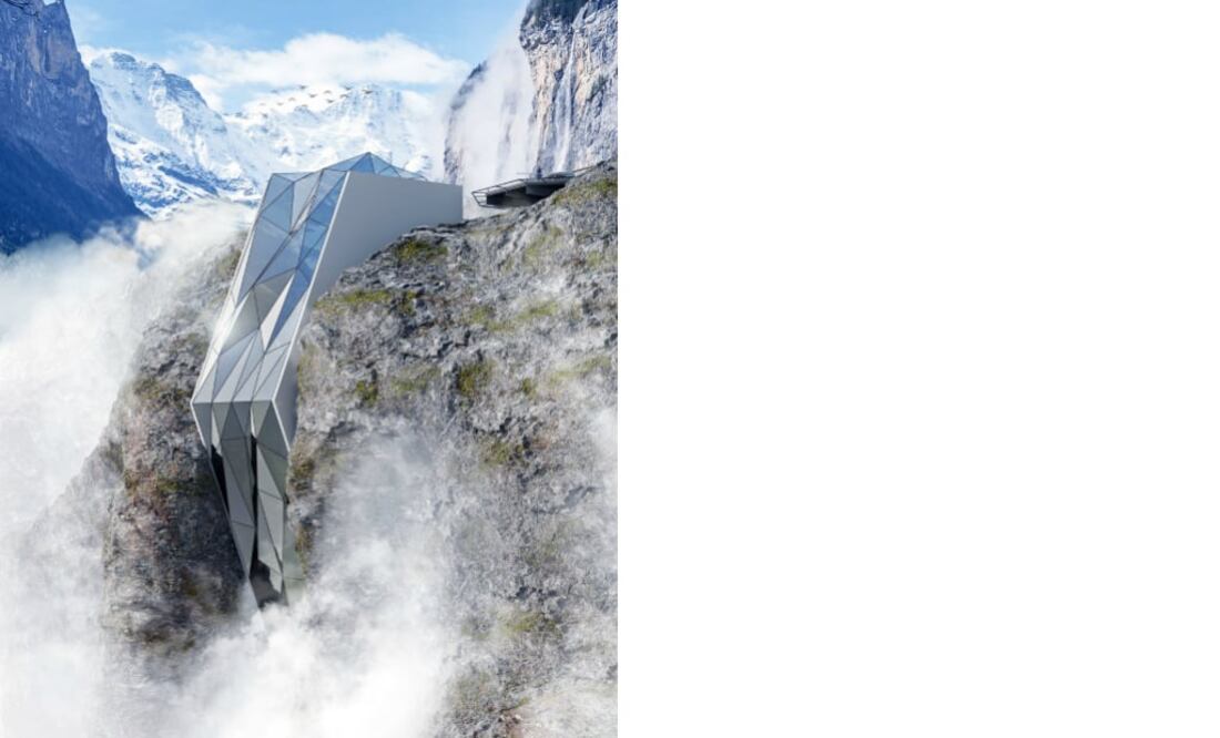 El proyecto es del diseñador Andrii Rozhko. Inspirada por la topografía del paisaje montañoso y rodeado de nieve