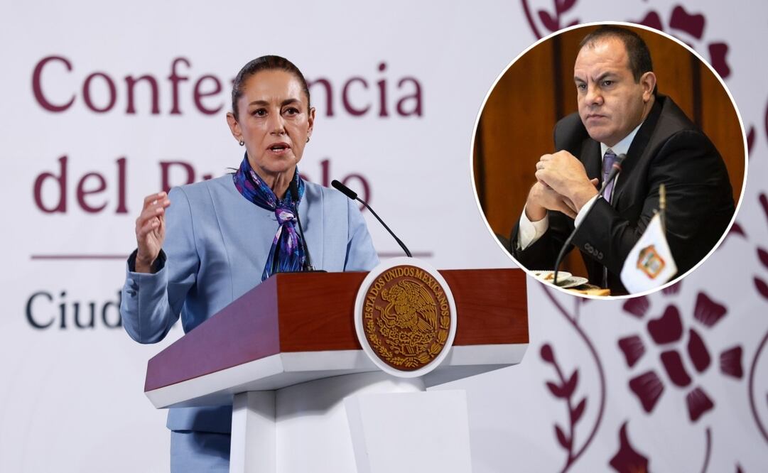 Claudia Sheinbaum en su conferencia matutina del 12 de marzo de 2025. En el círculo el diputado Cuauhtémoc Blanco. Foto: Diego Simón / EL UNIVERSAL