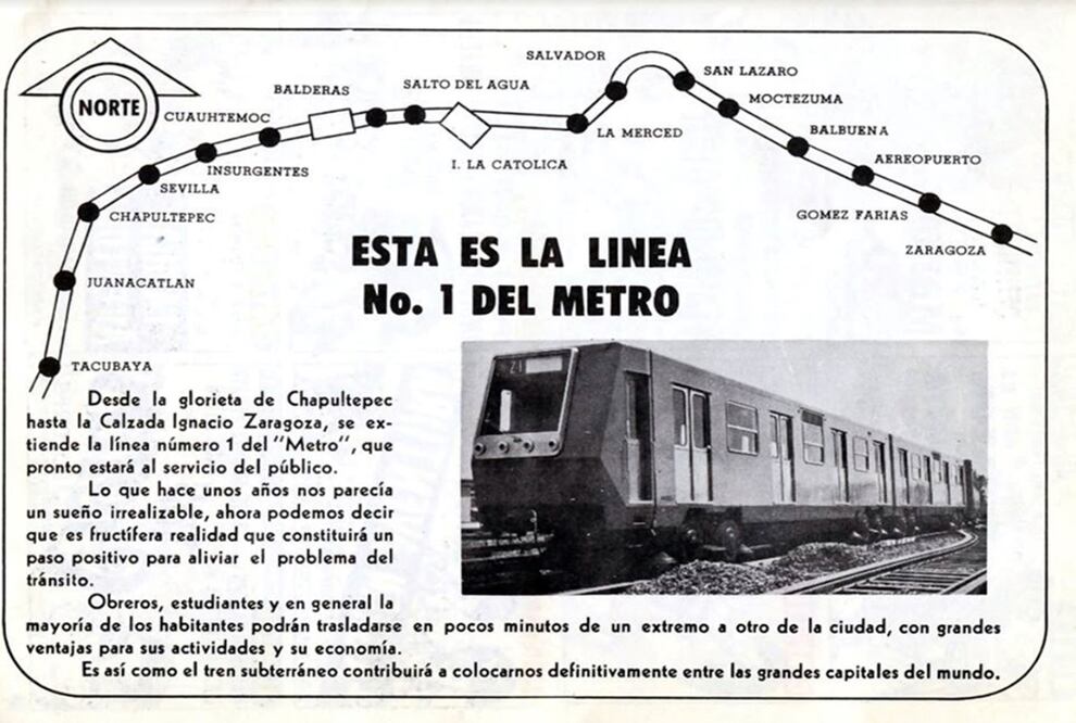 Publicidad del Sistema de Transporte Colectivo Metro, poco antes de la inauguración de la Línea 1, el 4 de septiembre de 1969. Crédito: Col. Villasana-R. Torres