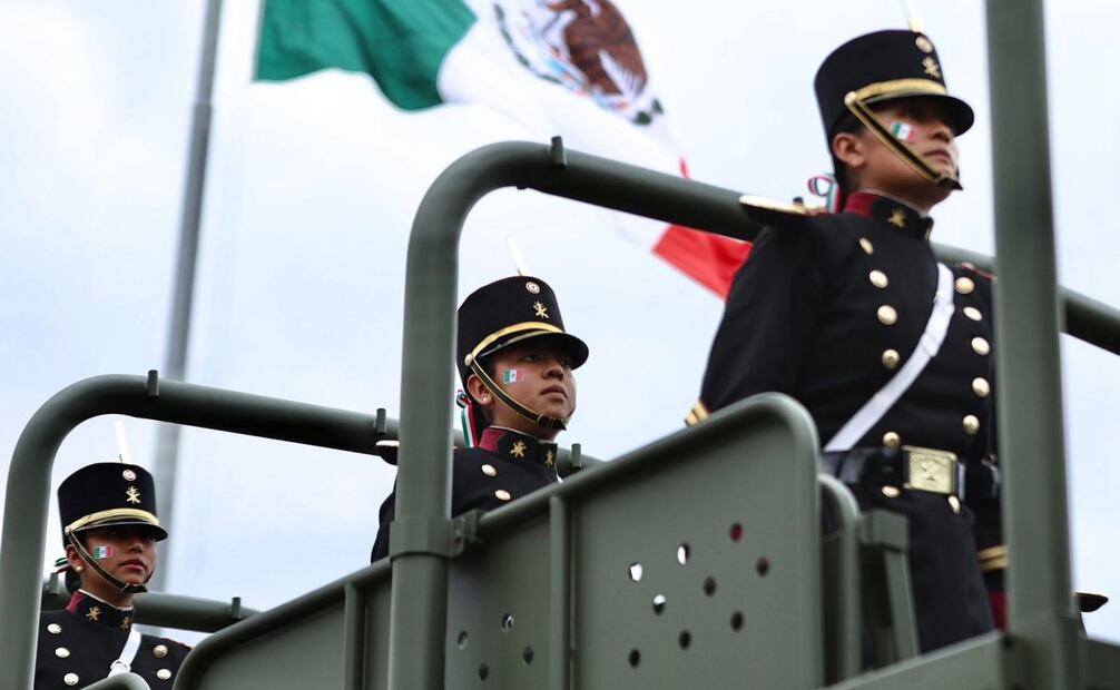 Revista general a la Columna previa al Desfile Cívico-Militar de la Defensa del 16 de septiembre de 2025. Foto: Berenice Fregoso/ EL UNIVERSAL