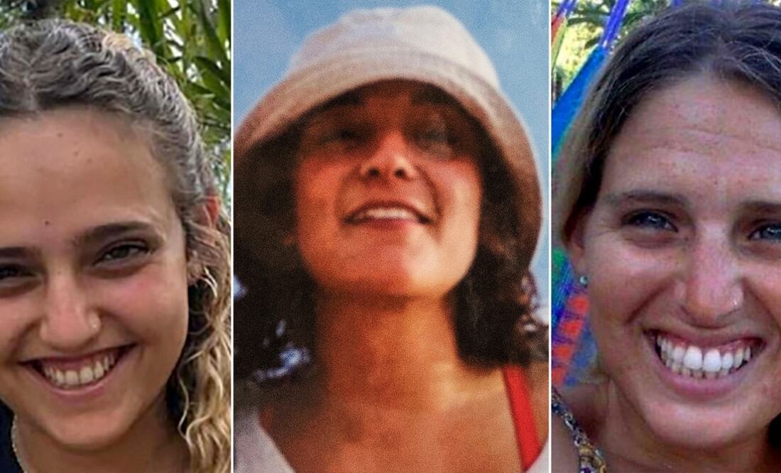 Esta combinación de fotos sin fecha obtenidas de la sede del Foro de Familias de Rehenes muestra a las rehenes israelíes Romi Gonen (23), Emily Tehila Damari (28) y Doron Steinbrecher (31), liberadas este domingo 19 de enero. FOTO: AFP