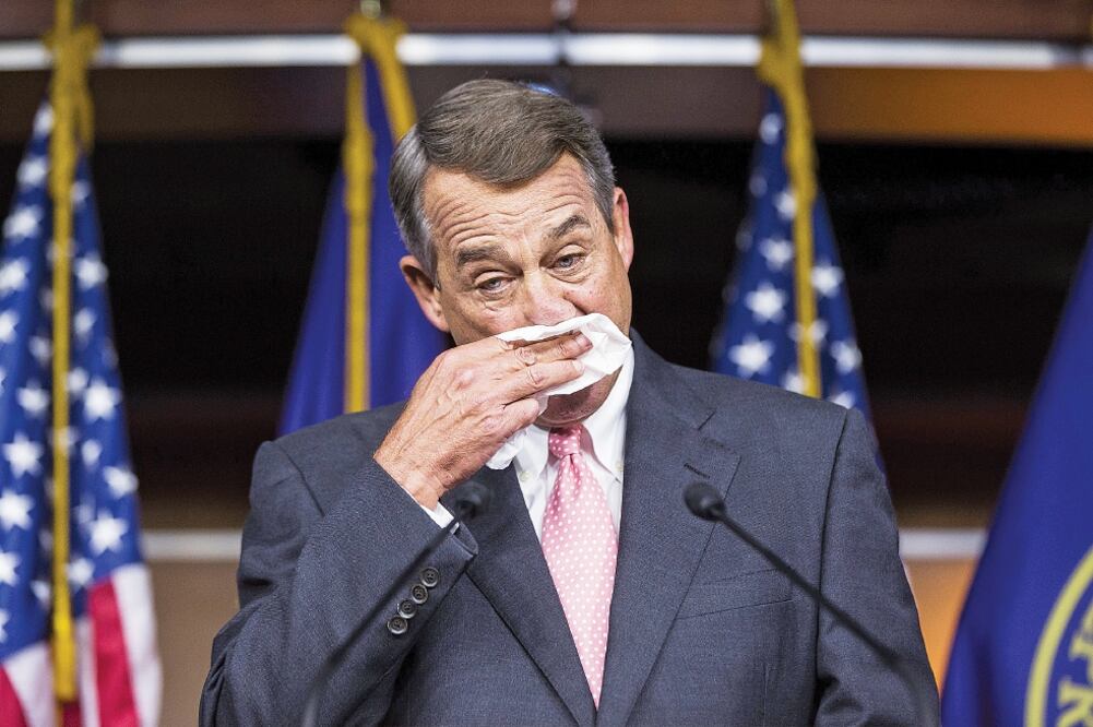El líder de la Cámara de Representantes, John Boehner, al informar su decisión de dejar el puesto, en una conferencia en el Capitolio estadounidense, ayer, en Washington, en la que agradeció al país “la oportunidad de servir” (JIM LO SCALZO. EFE)