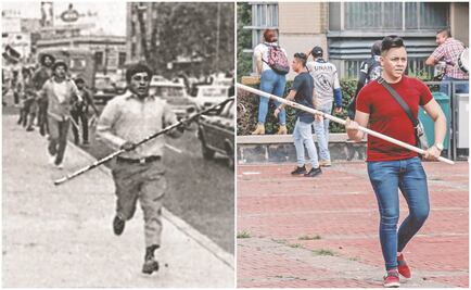 Porros de la UNAM reviven varas de “halcones” del 71