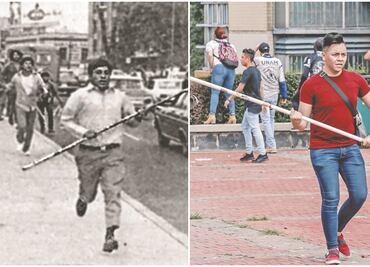Porros de la UNAM reviven varas de “halcones” del 71