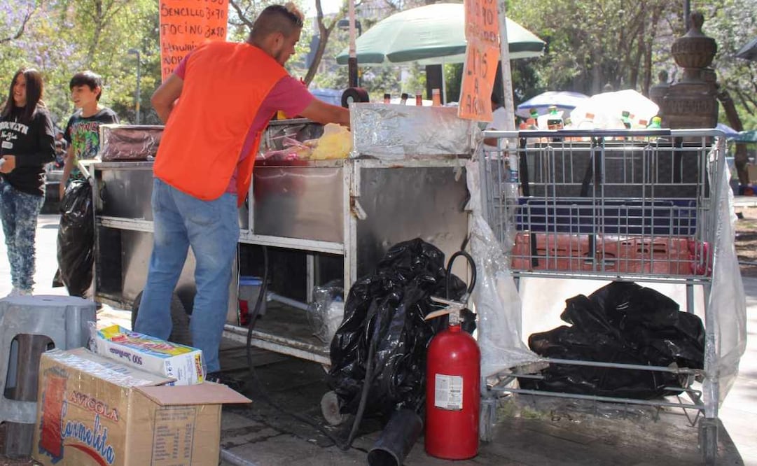 Personal de secretaría de Gobierno realiza operativo para verificar que los comerciantes cumplan las normas de seguridad (extintor y tapete!) Alameda Central. Foto: Darío Luna / El Universal