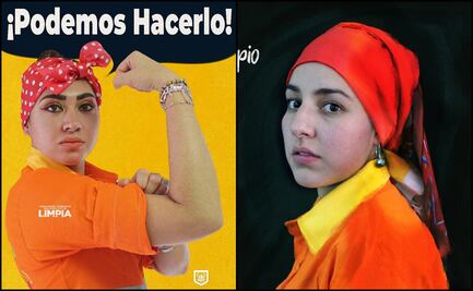Trabajadores de limpia de Puebla recrean obras de arte