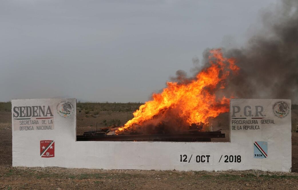 Incineran cerca de una tonelada de narcóticos en Chihuahua. Foto: Especial