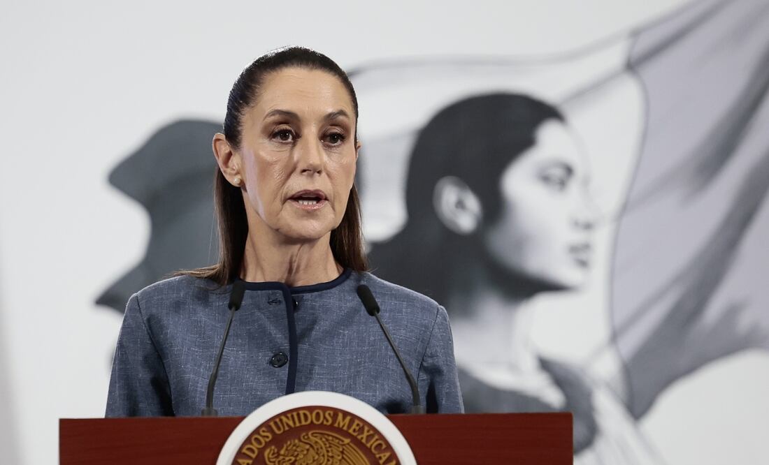 La presidenta Claudia Sheinbaum en Palacio Nacional el 9 de junio de 2025. Foto: EFE