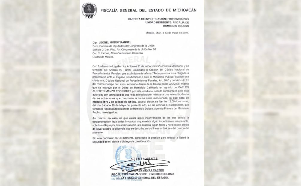 también fue citado el exalcalde de Uruapan, Ignacio Campos Equihua. | Foto: Especial.