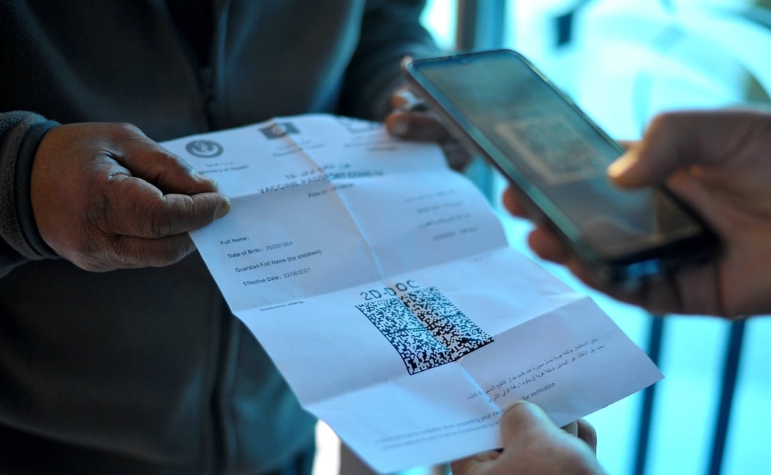 Imagen ilustrativa de un pasaporte sanitario común. Foto: AP Photo/Hassene Dridi