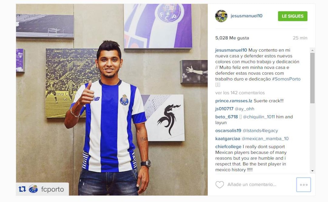 Twente confirma el traspaso del mexicano. Foto tomada de Instagram