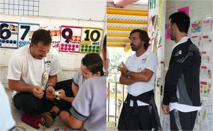 Estrellas como Andrea Pirlo, Gianluigi Buffon y Carles Puyol juegan una "reta" con niños de escuelas en Monterrey