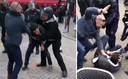 Video. Jefe de seguridad de Macron golpea a estudiante durante protesta en París