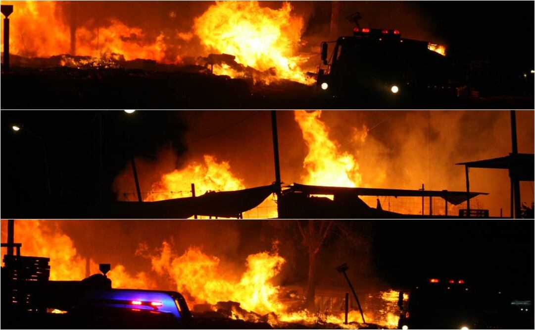 Aspectos del incendio registrado la noche de este lunes. FOTO: Omar Alejandro Contreras / EL UNIVERSAL
