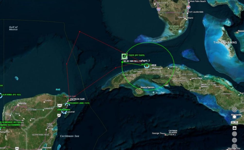 Las dos embarcaciones fueron localizados a 80 millas náuticas al noroeste de La Habana, Cuba (28/03/2026). Foto: Especial